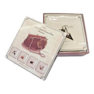1990’s Sakura Couture Table Art Designer Shoe & Handbag Square Dessert Plate Set